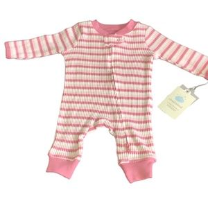 cloud island Newborn Pink White Thermal Striped One-Piece